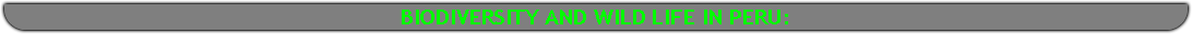 BIODIVERSITY AND WILD LIFE IN PERU: